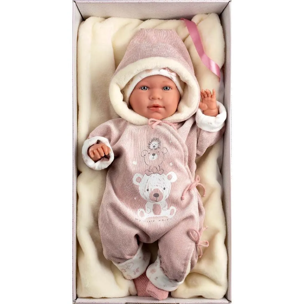 Llorens - Baby Girl Doll with Crying Mechanism, Clothing & Cushion: Lala 42cm