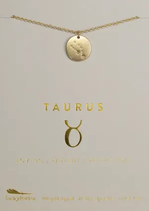 Lucky Feather Zodiac Necklace - Taurus