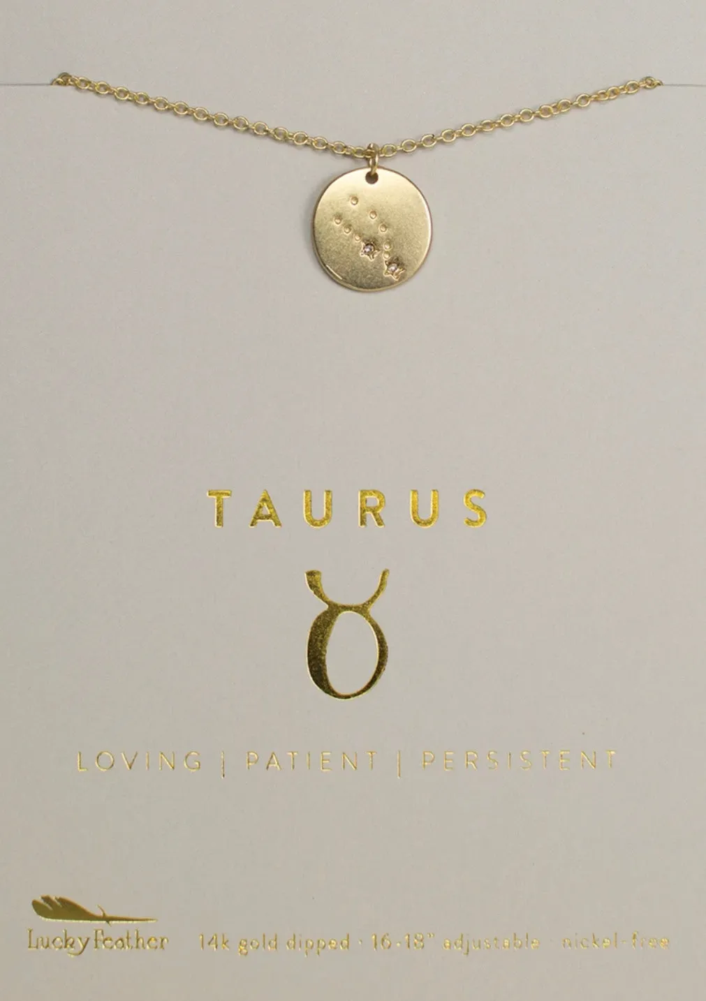Lucky Feather Zodiac Necklace - Taurus