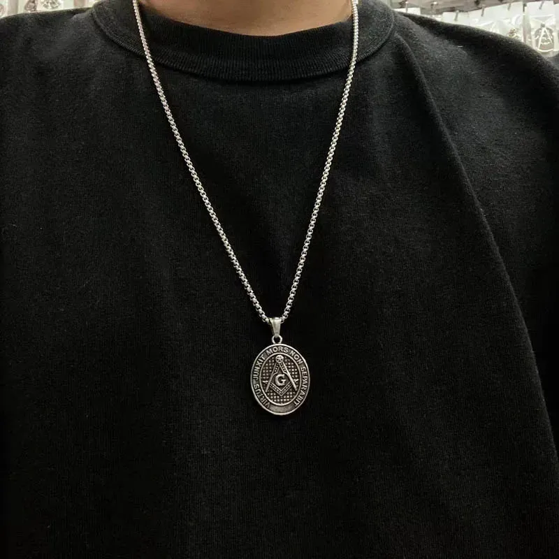 Master Mason Blue Lodge Pendant - Stainless Steel Virtus Junxit Mors Non Separabit