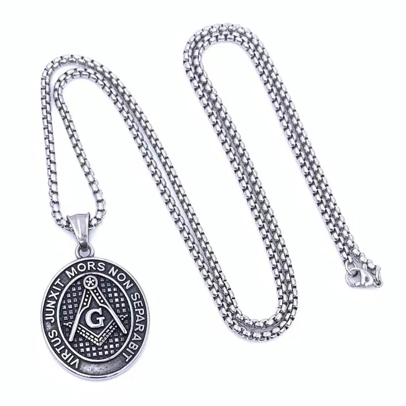 Master Mason Blue Lodge Pendant - Stainless Steel Virtus Junxit Mors Non Separabit