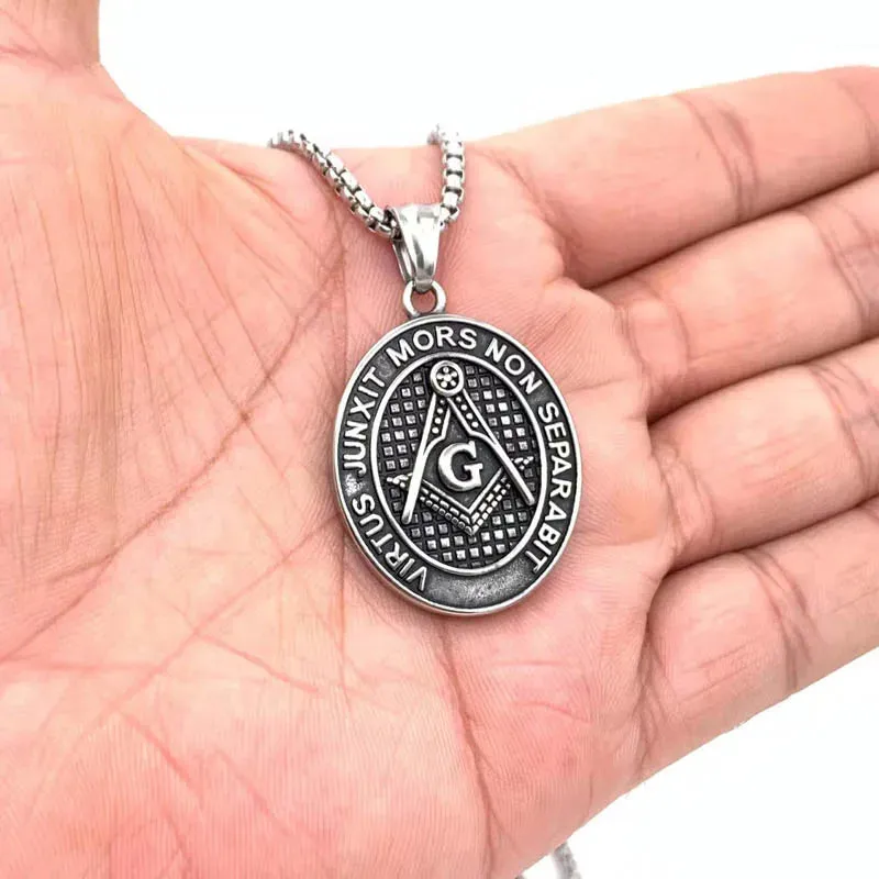 Master Mason Blue Lodge Pendant - Stainless Steel Virtus Junxit Mors Non Separabit
