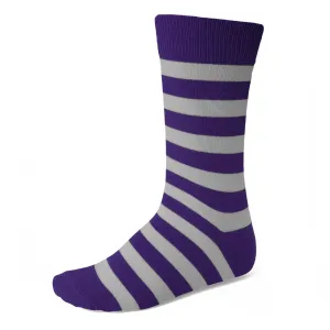 Men's Dark Purple and Silver Striped Socks