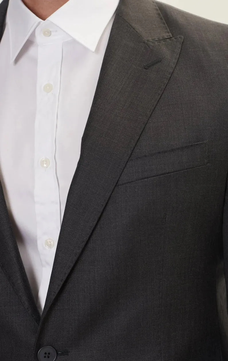 Merino Wool & Silk Single Breasted Suit - Slate Grey
