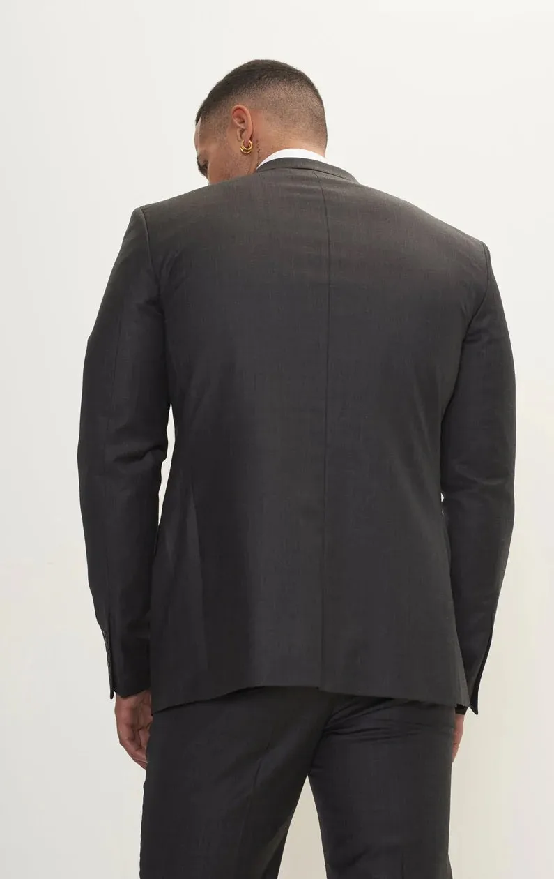 Merino Wool & Silk Single Breasted Suit - Slate Grey