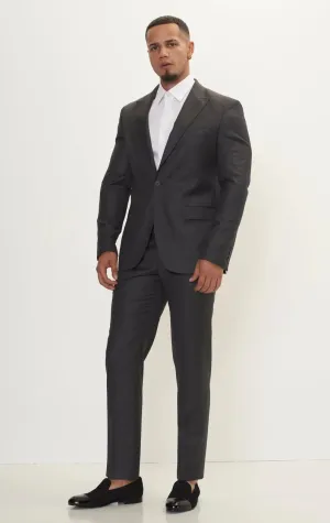 Merino Wool & Silk Single Breasted Suit - Slate Grey