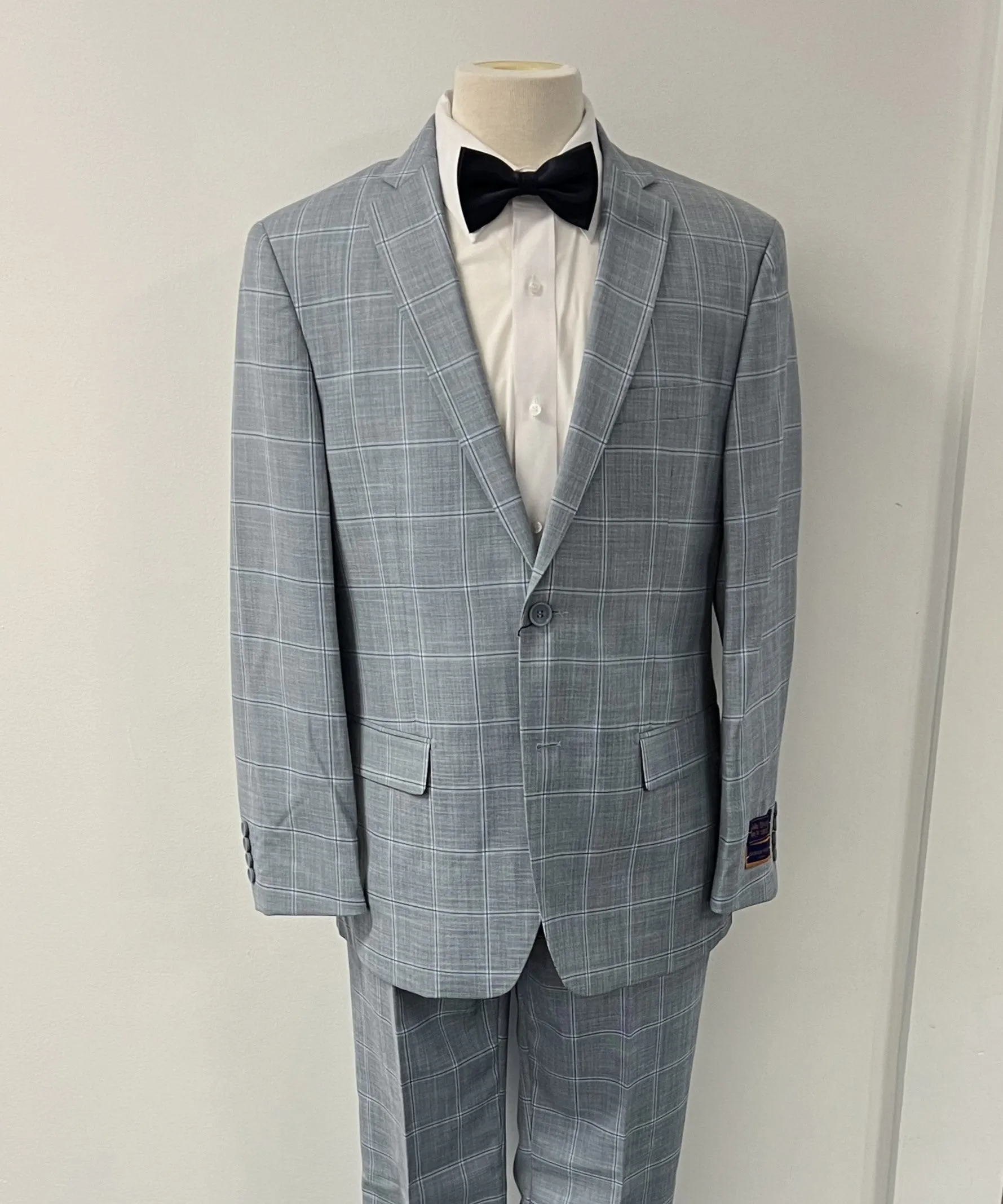 New Light Blue Plaid Giorgio Fiorelli Slim Fit Suit