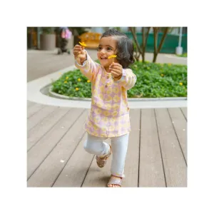 Organic Muslin Kurta Pyjama Set | Hand-Block Printed - Lucky Clover Pink