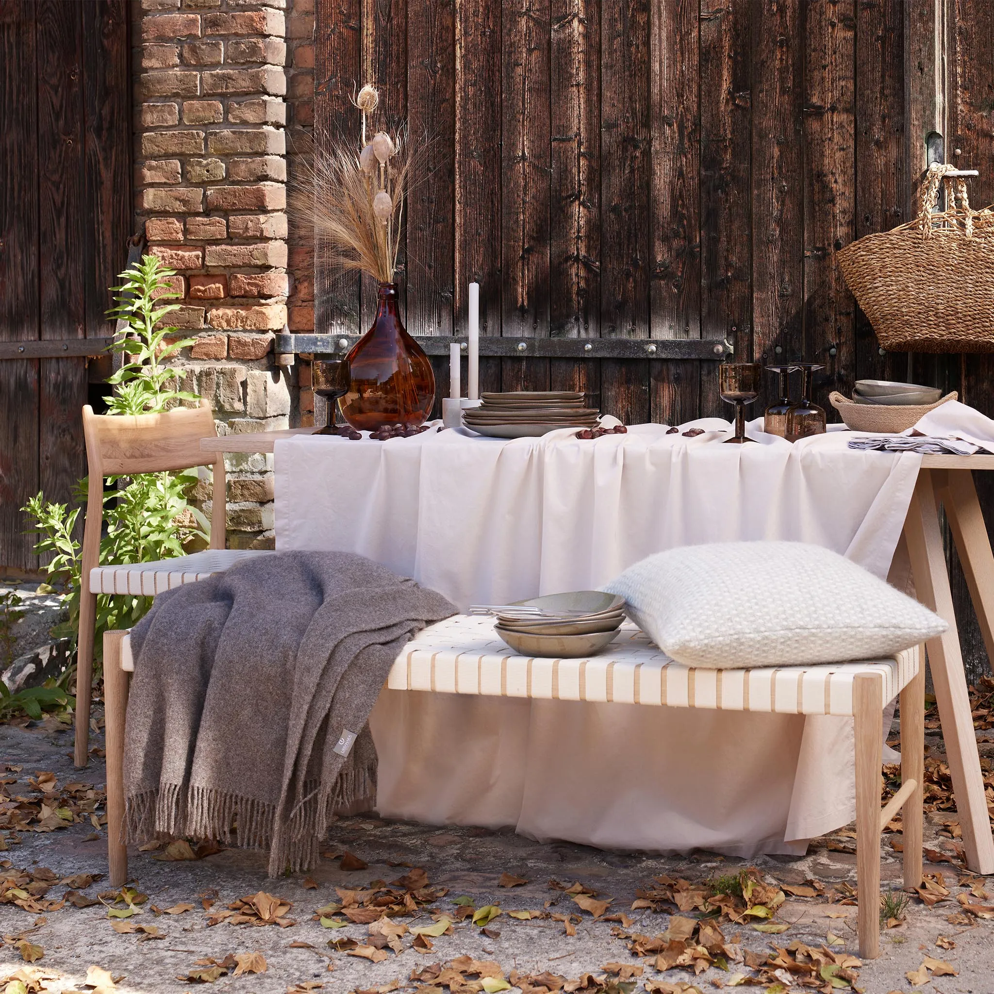 Osele Cushion Cover [Light grey melange & Off-white]