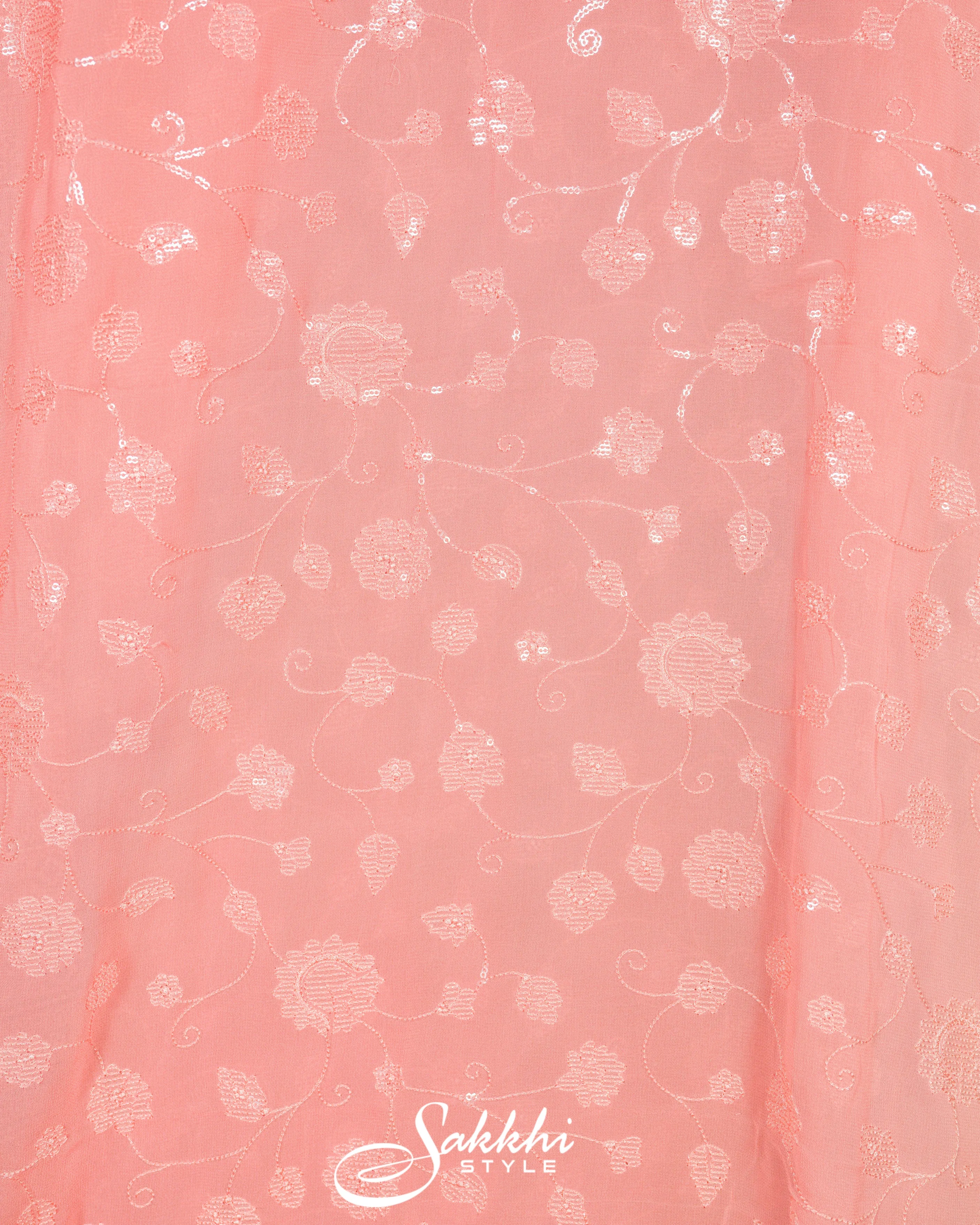 PASTLE PEACH CHIKANKARI SAREE