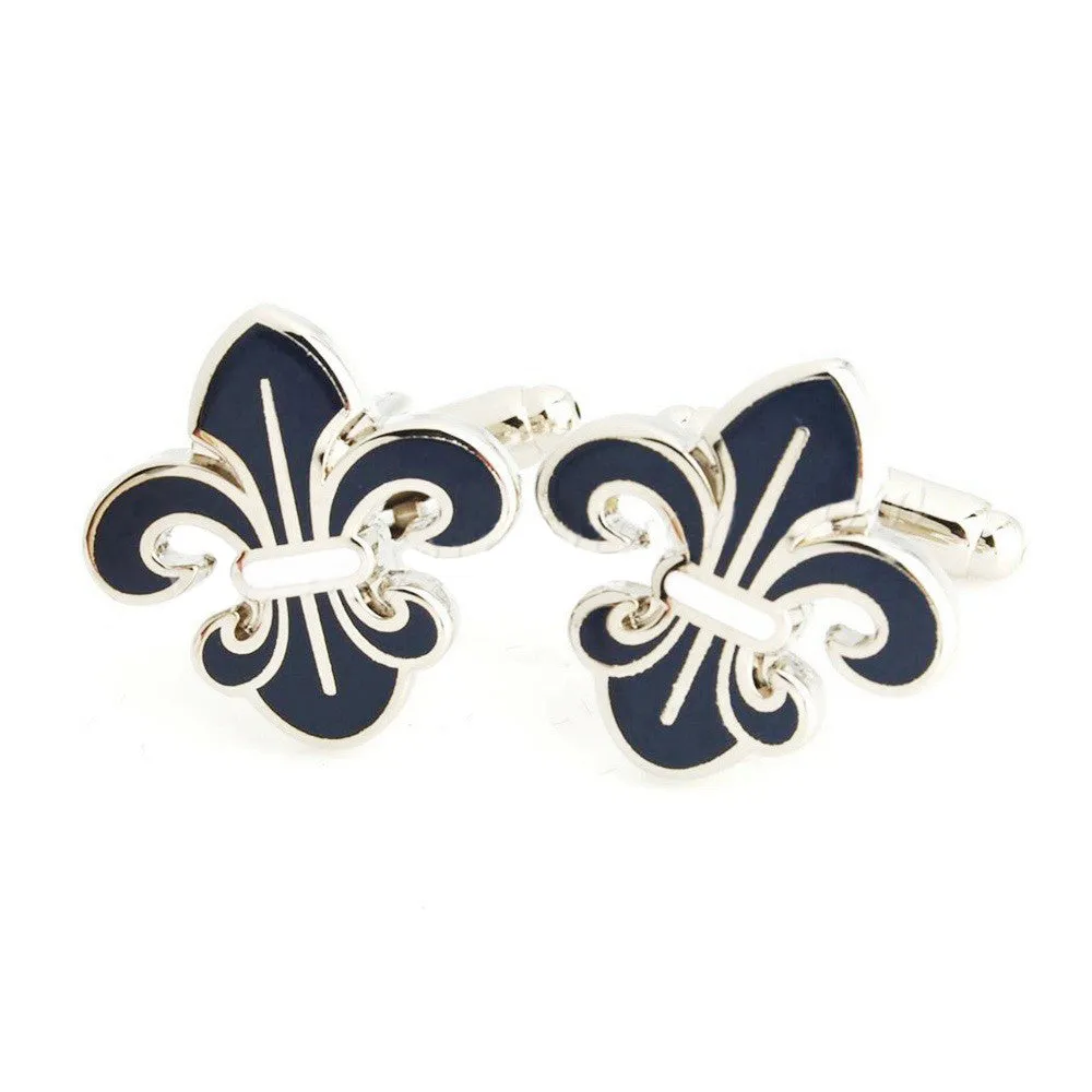 Peluche Beautifully Crafted Orchid Dark Blue, Silver Cufflinks