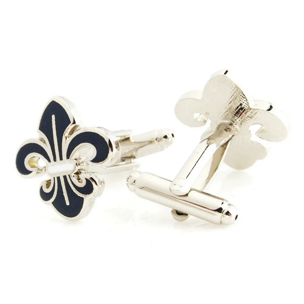 Peluche Beautifully Crafted Orchid Dark Blue, Silver Cufflinks