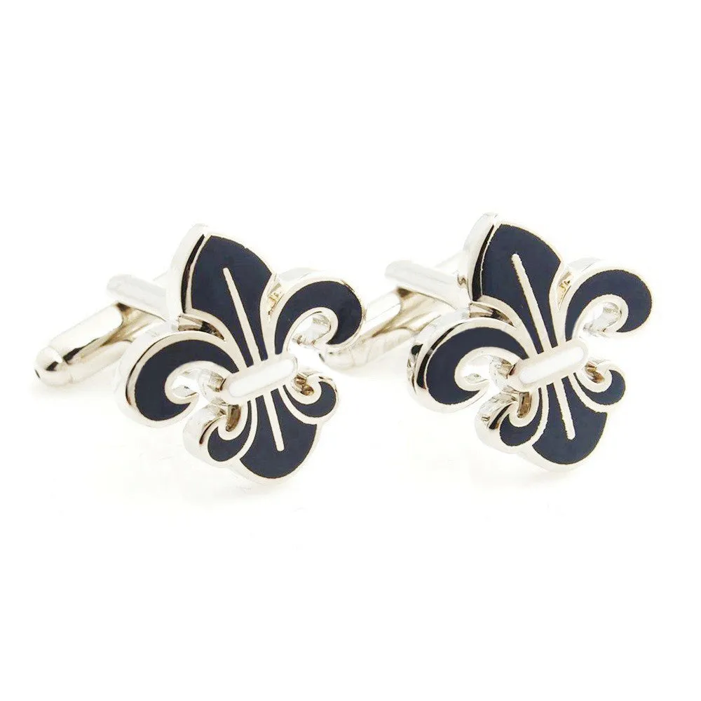 Peluche Beautifully Crafted Orchid Dark Blue, Silver Cufflinks