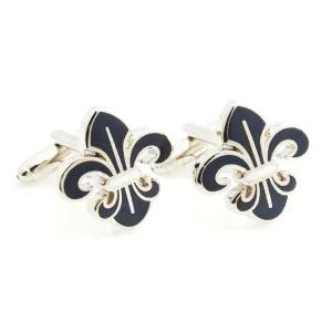Peluche Beautifully Crafted Orchid Dark Blue, Silver Cufflinks