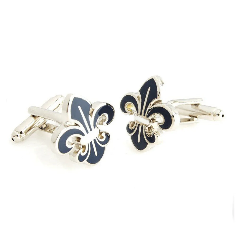 Peluche Beautifully Crafted Orchid Dark Blue, Silver Cufflinks