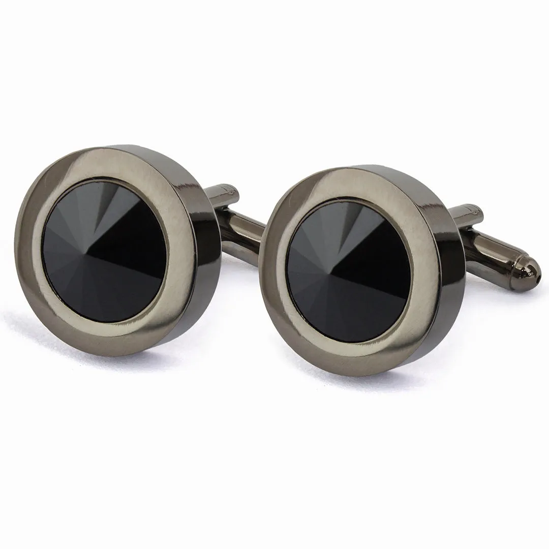 Peluche Diamond Cut Gunmetal Cufflinks