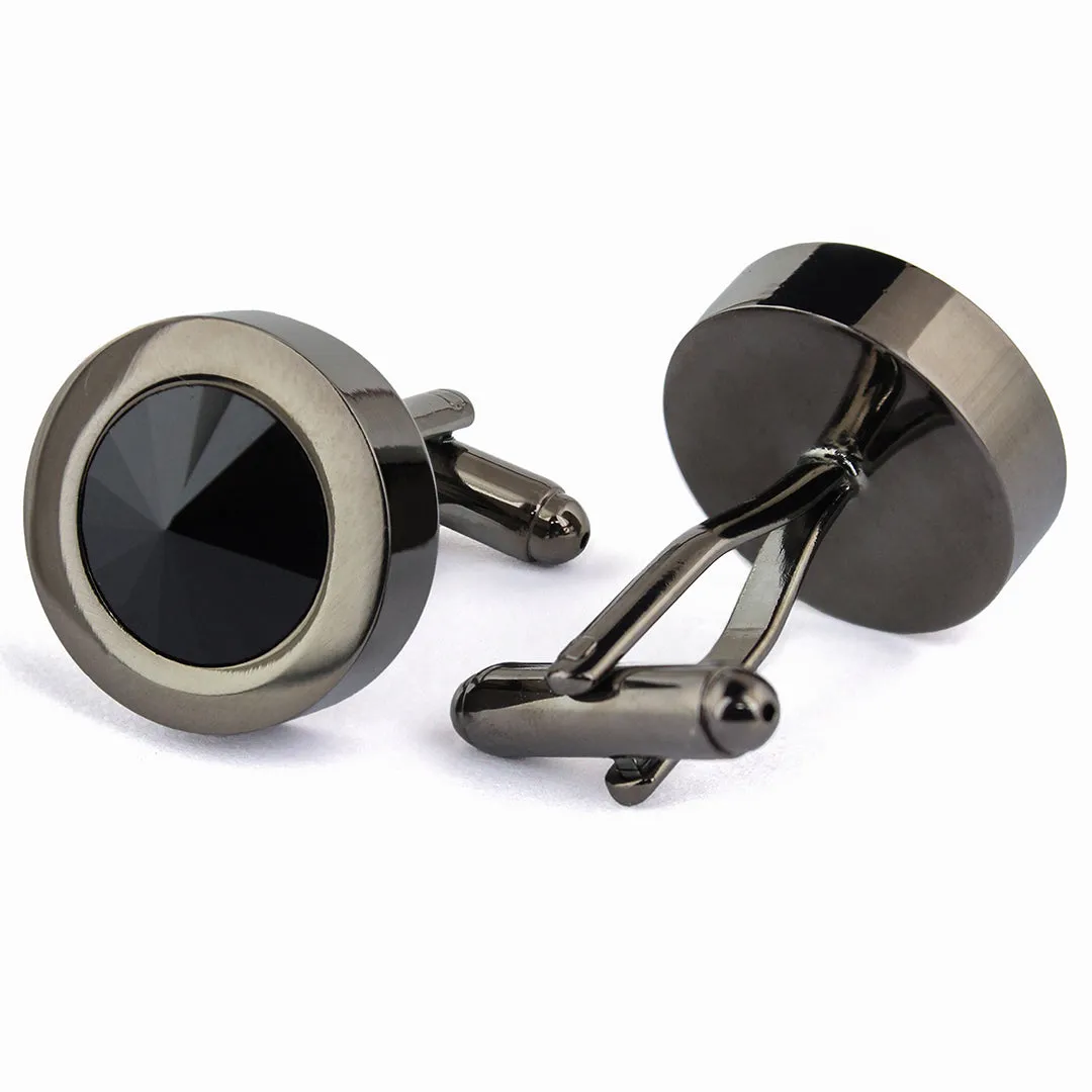 Peluche Diamond Cut Gunmetal Cufflinks