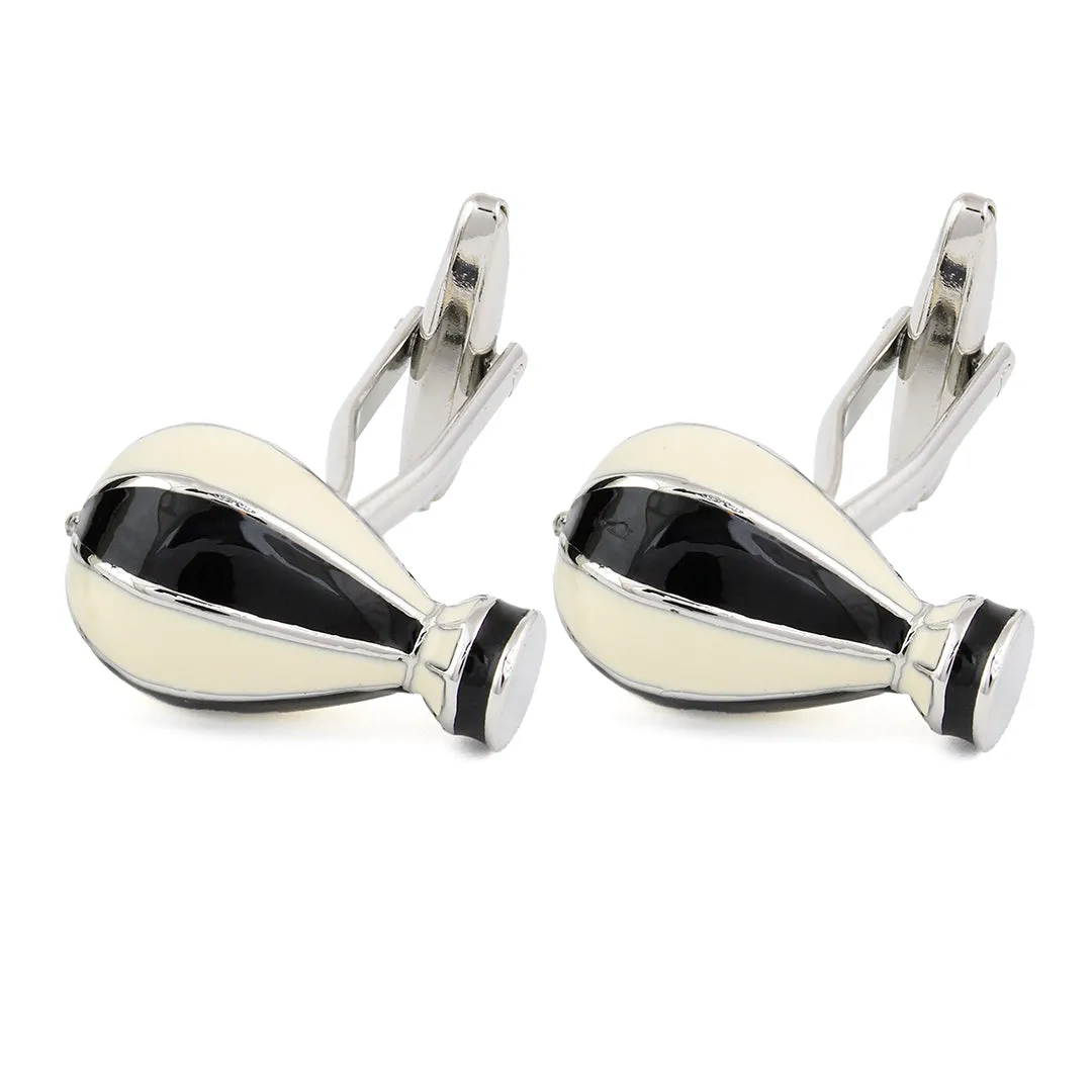 Peluche Hot Air Balloon Black and White Cufflinks