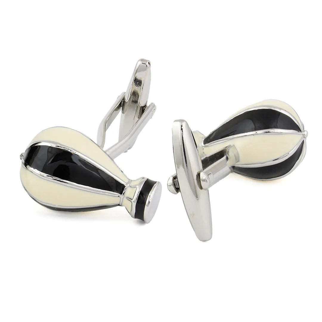 Peluche Hot Air Balloon Black and White Cufflinks