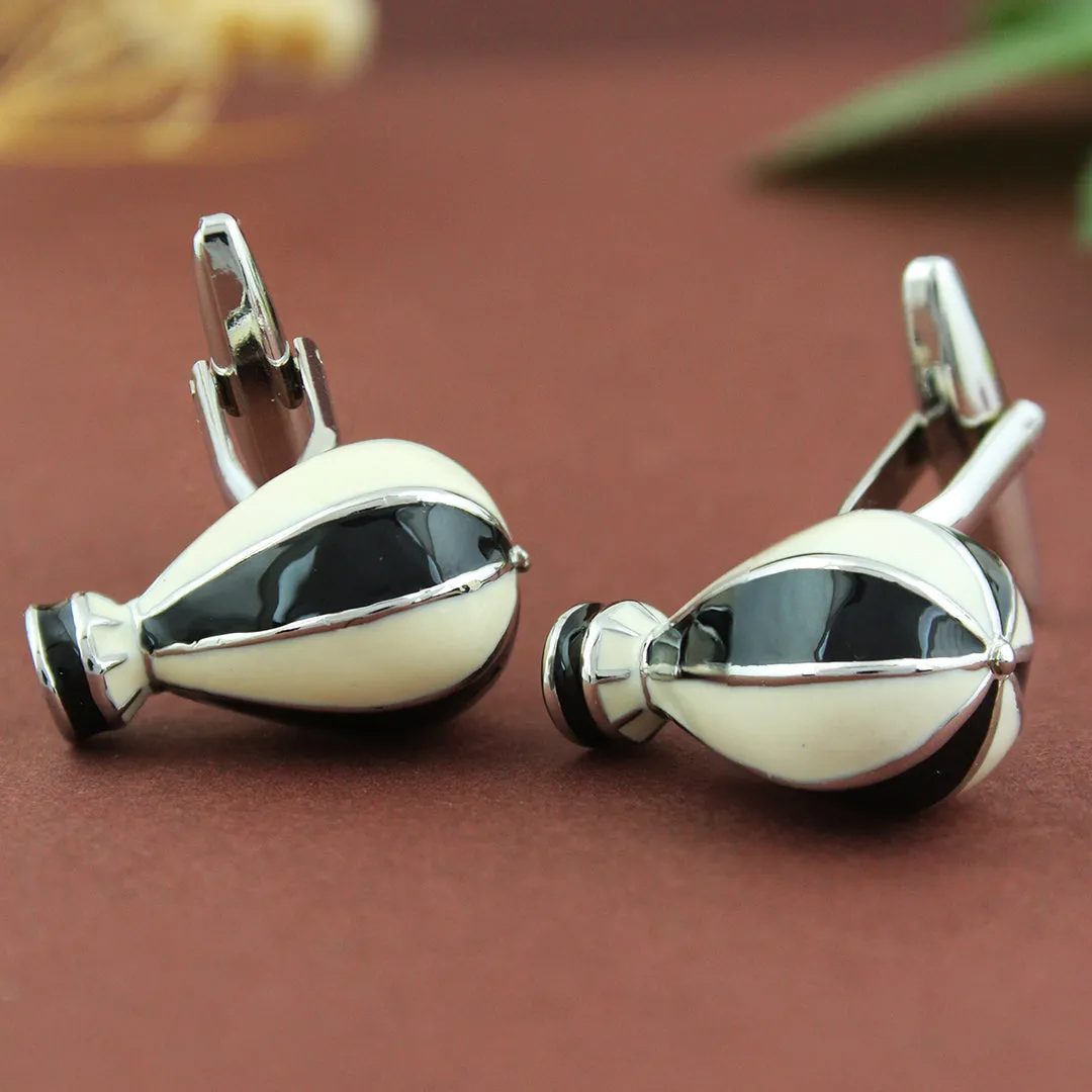 Peluche Hot Air Balloon Black and White Cufflinks