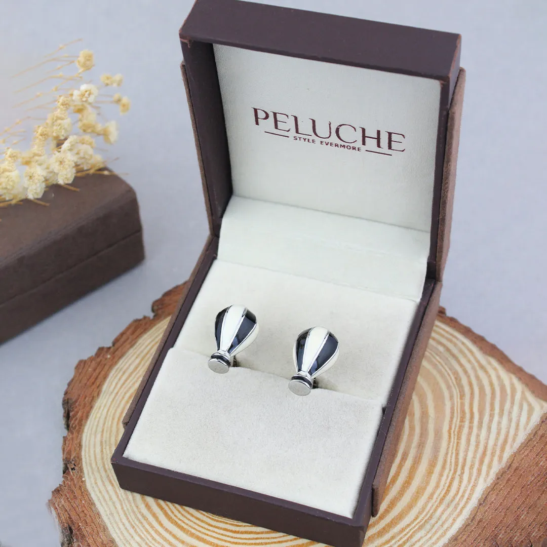 Peluche Hot Air Balloon Black and White Cufflinks