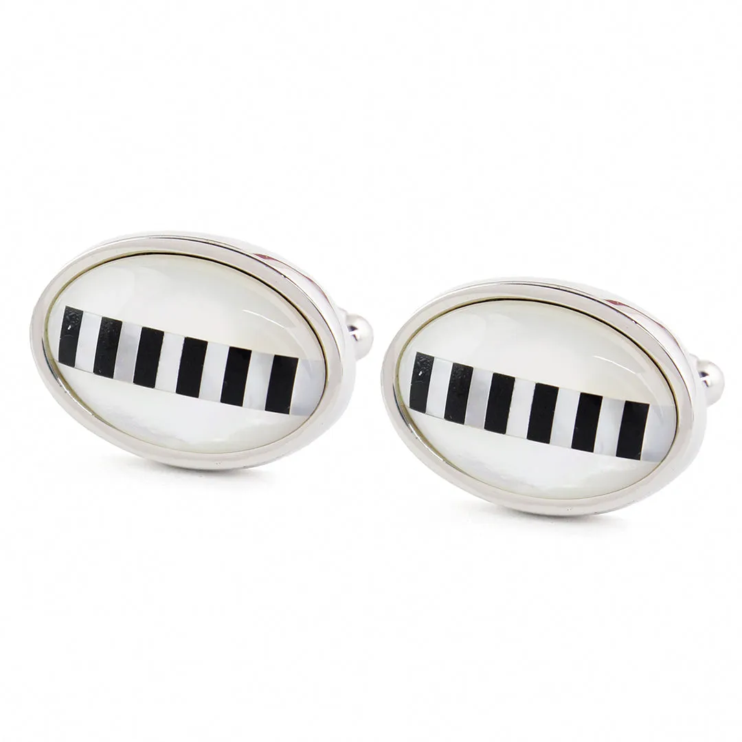 Peluche Oval Stription Mother of Pearl Cufflinks
