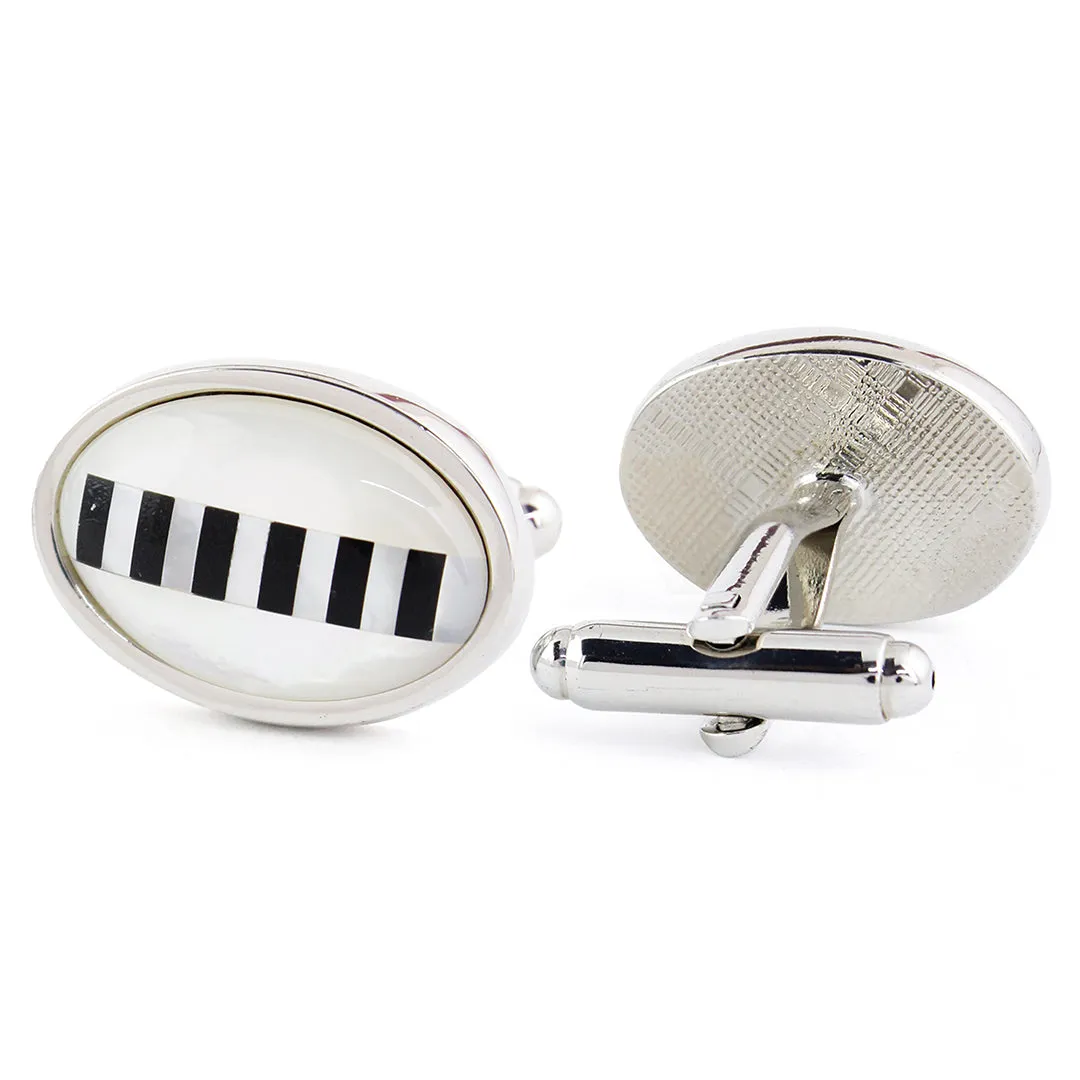 Peluche Oval Stription Mother of Pearl Cufflinks