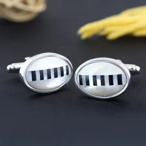 Peluche Oval Stription Mother of Pearl Cufflinks