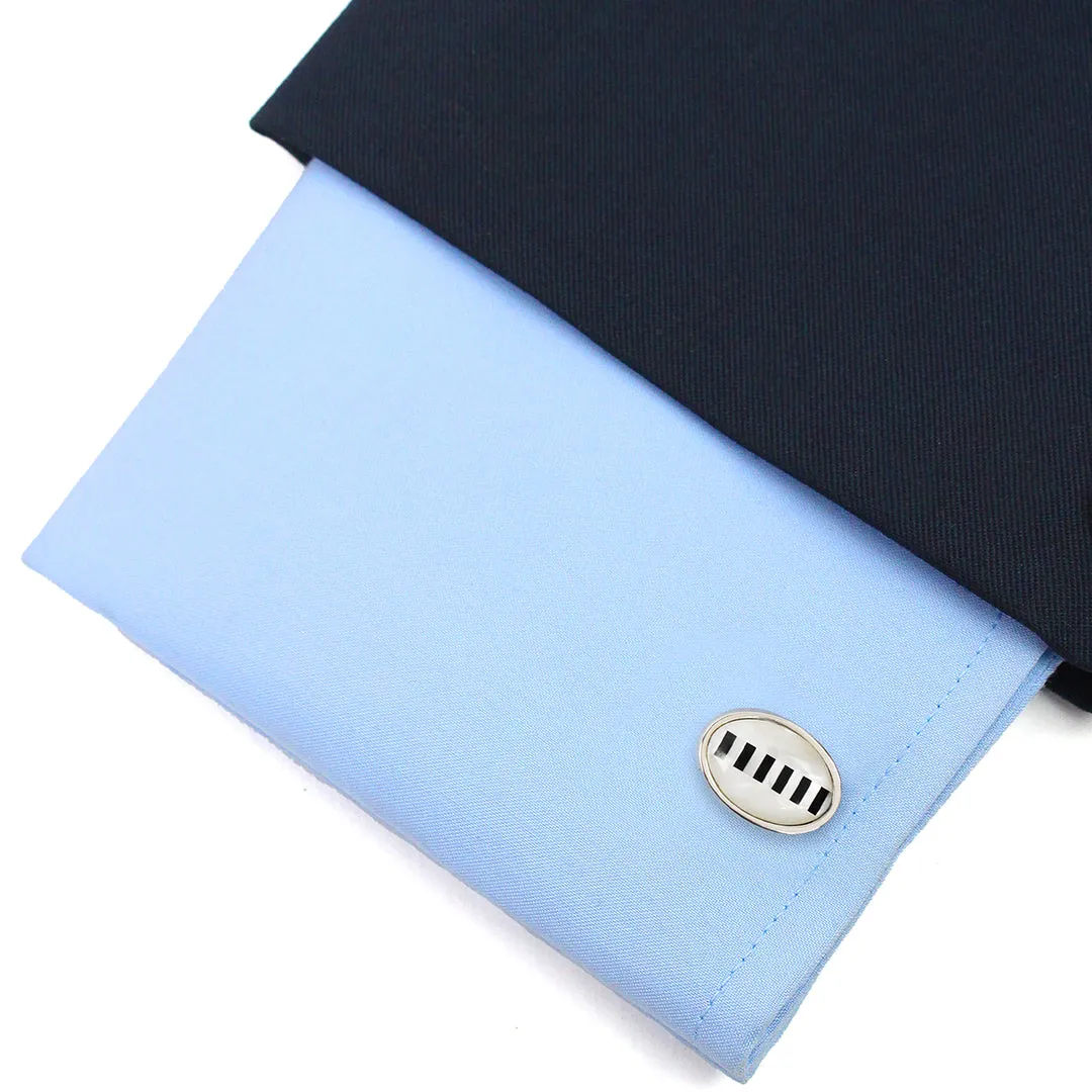 Peluche Oval Stription Mother of Pearl Cufflinks