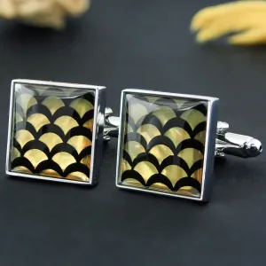 Peluche Shades of Grey Scales Mother of Pearl Cufflinks