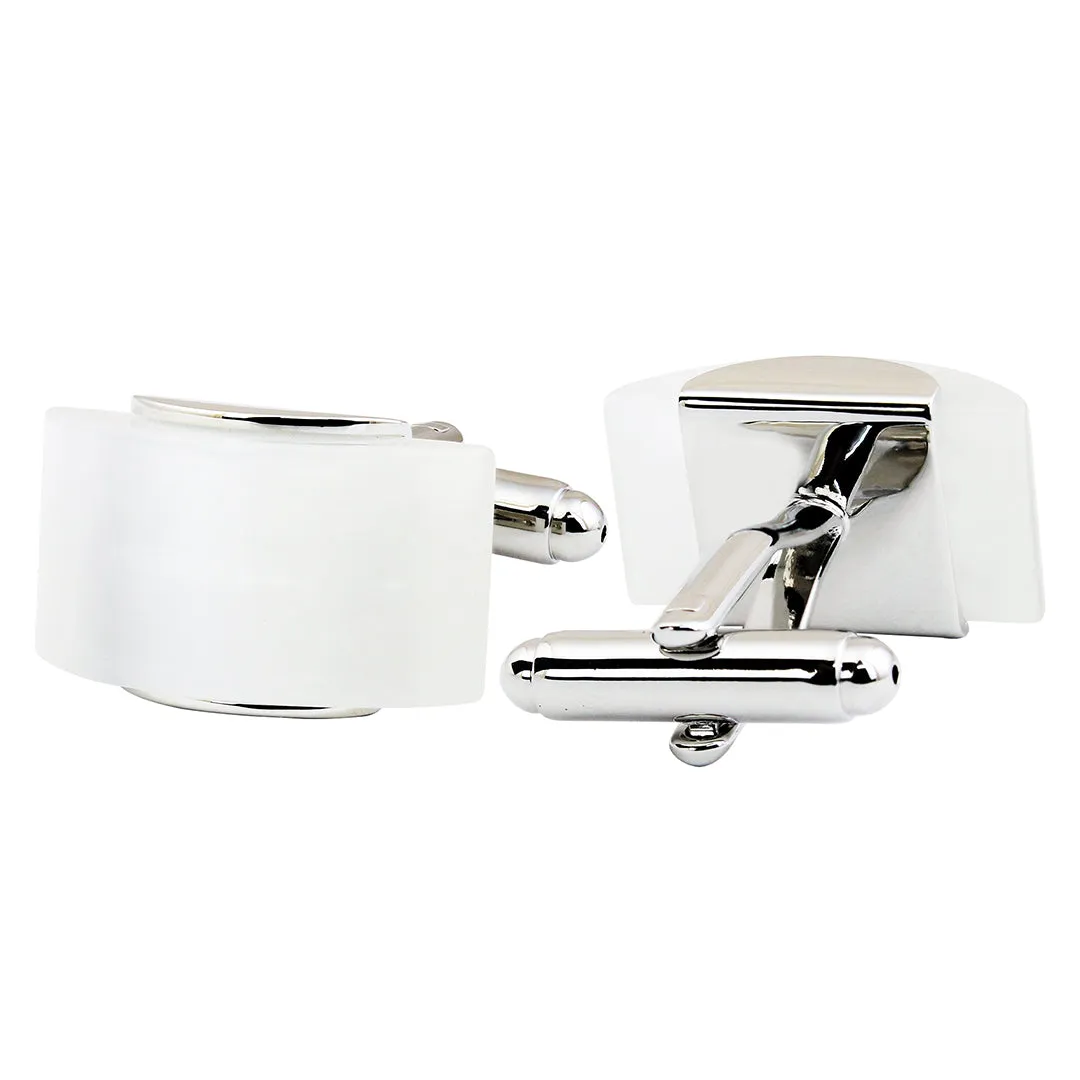 Peluche Stone Saga White Cufflinks