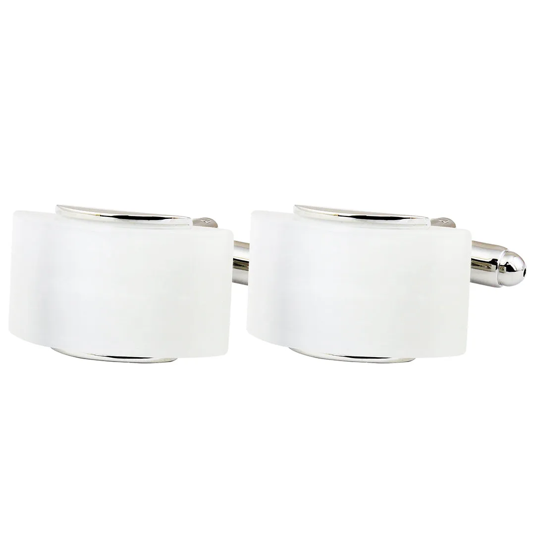 Peluche Stone Saga White Cufflinks