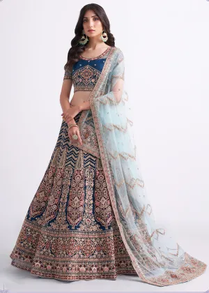 Persian Blue Wedding Style Designer Bridal Lehenga Choli