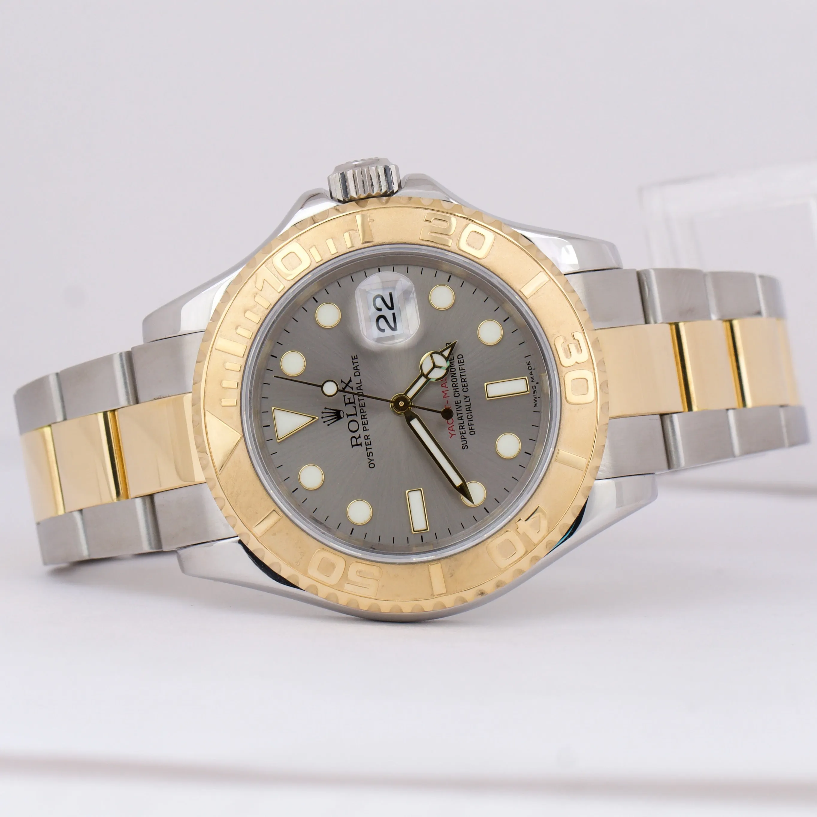Rolex Yacht-Master 40mm GRAY Two-Tone 18K Yellow Gold Stainless Steel Date 16623