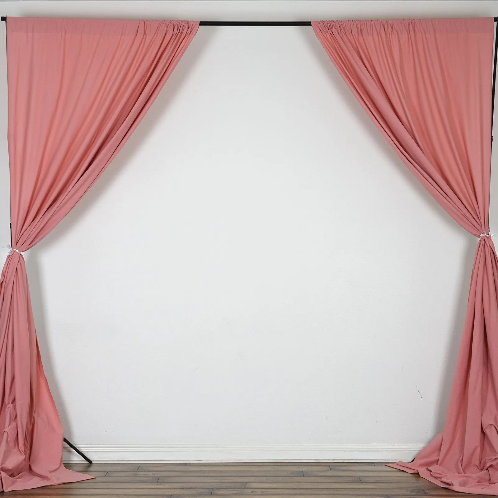 Set Of 2 Rose Quartz Fire Retardant Polyester Curtain Panel Backdrops Window Treatment With Rod Pockets - 5FTx10FT