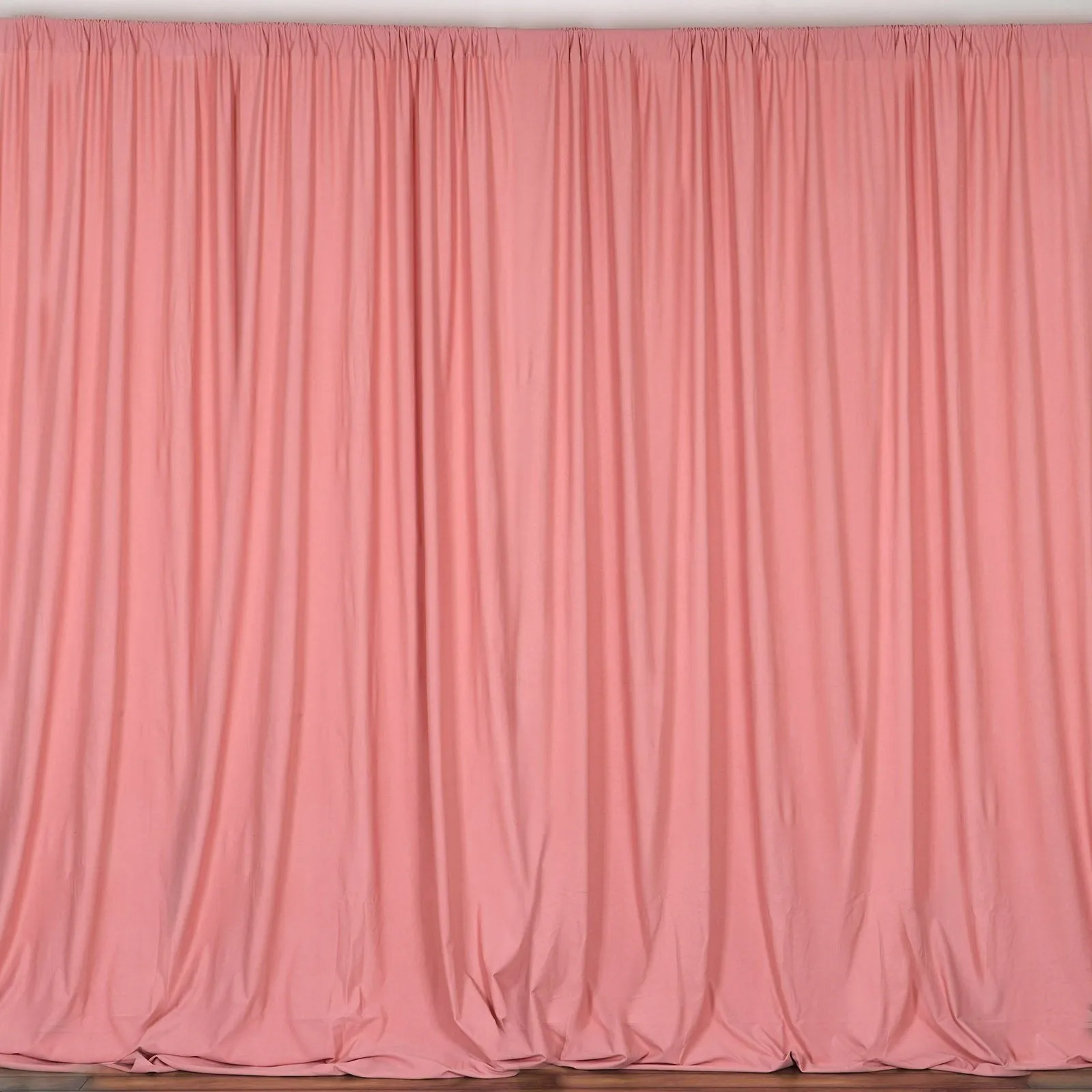 Set Of 2 Rose Quartz Fire Retardant Polyester Curtain Panel Backdrops Window Treatment With Rod Pockets - 5FTx10FT