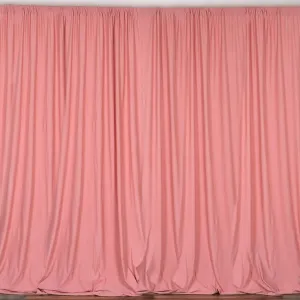 Set Of 2 Rose Quartz Fire Retardant Polyester Curtain Panel Backdrops Window Treatment With Rod Pockets - 5FTx10FT