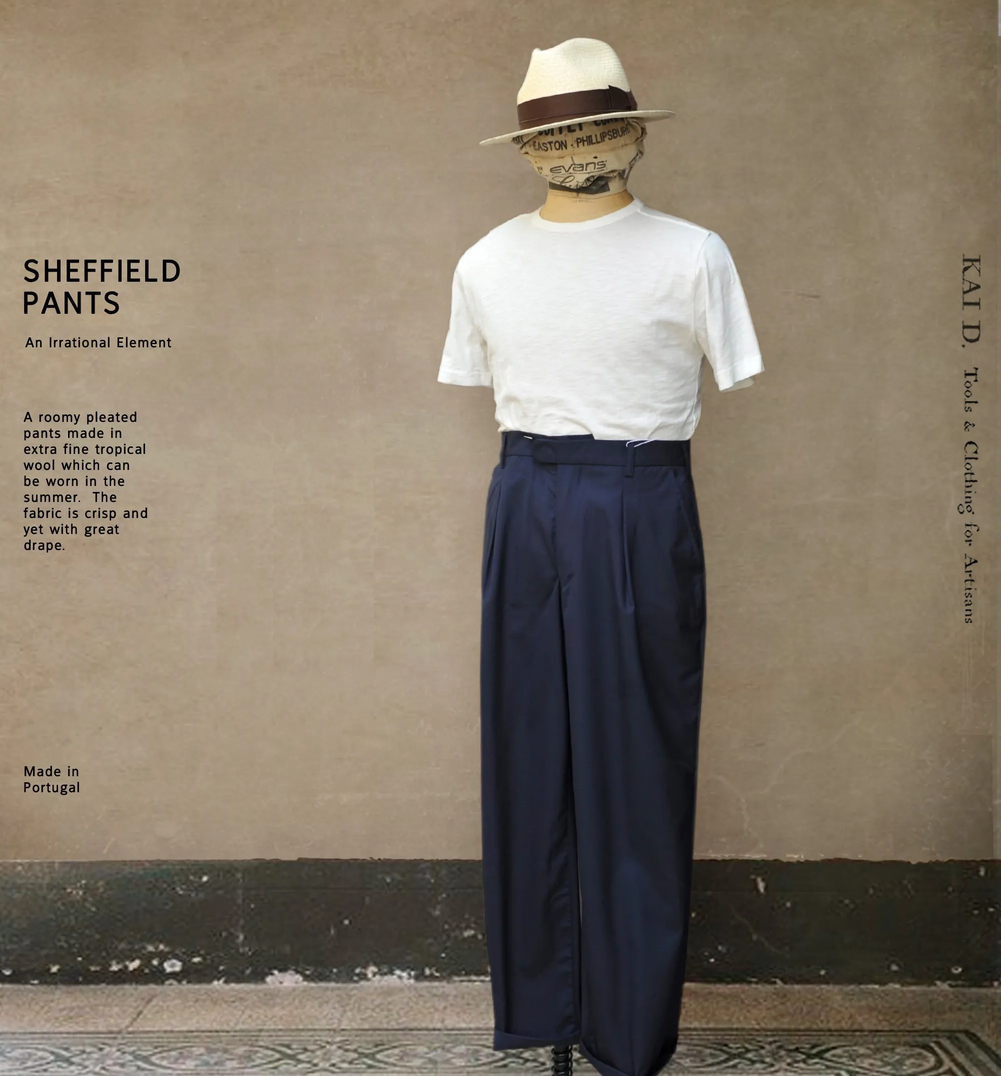 Sheffield Trousers - Navy Tropical Wool - S, M, L