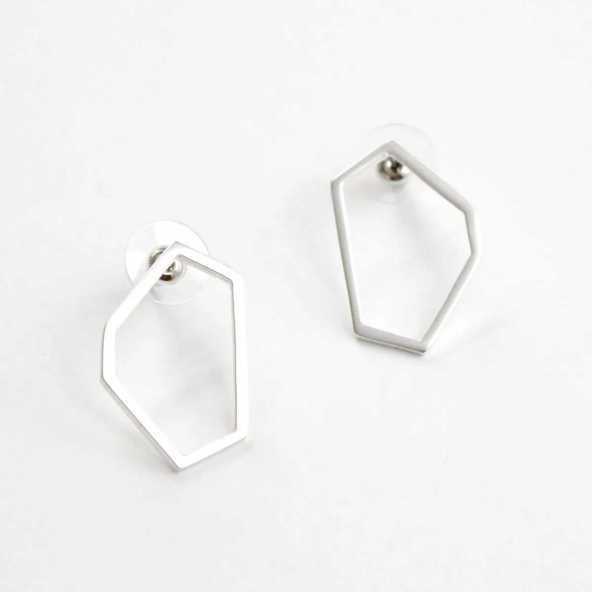 Silver Hexagon Earrings