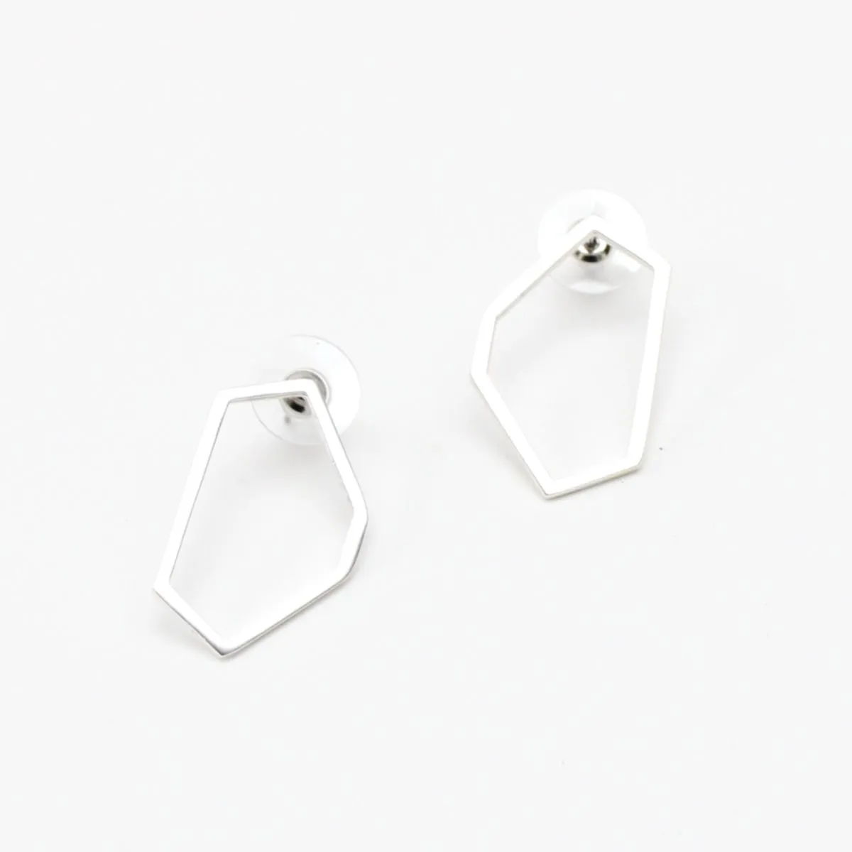 Silver Hexagon Earrings