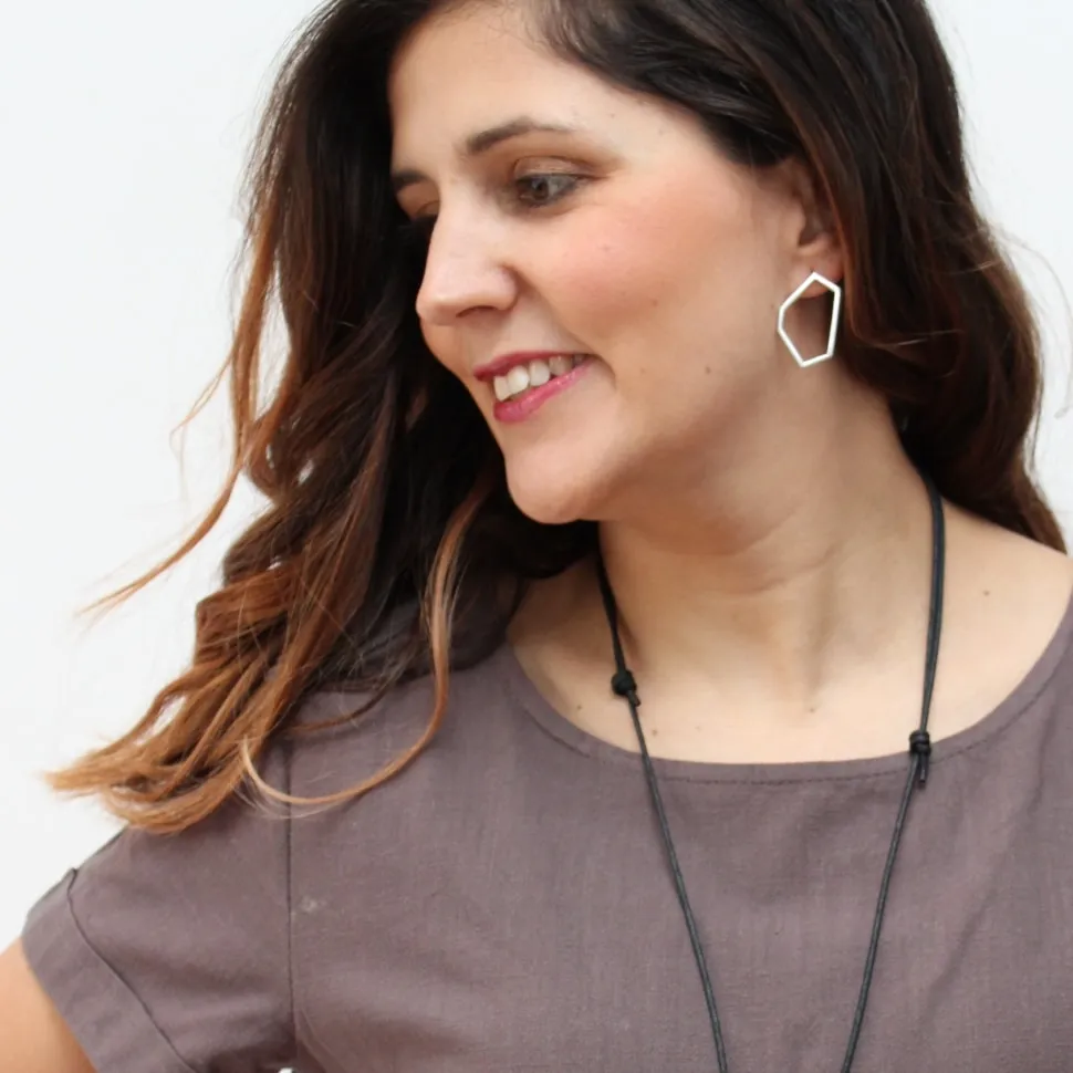 Silver Hexagon Earrings