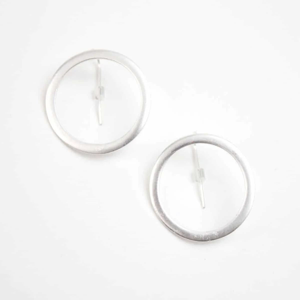Silver Round Lea Earrings