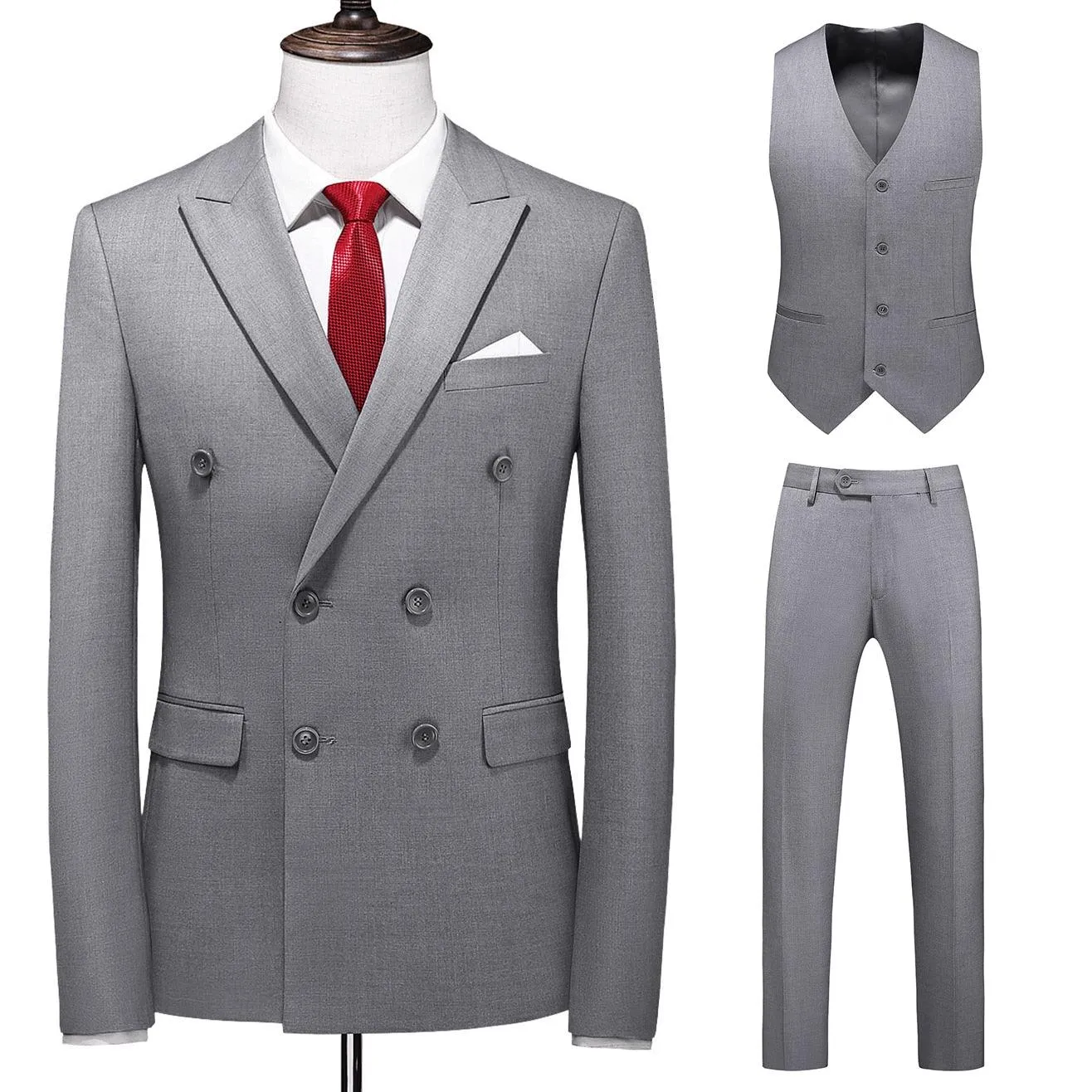 Solide Business Formale Hochzeit Klassische Slim Fit