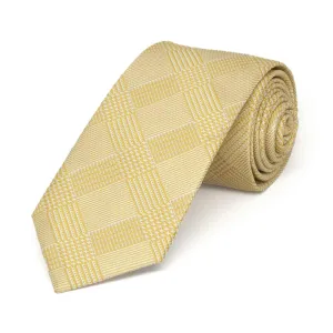 Sunflower Yellow Michael Glen Plaid Slim Necktie, 2.5" Width