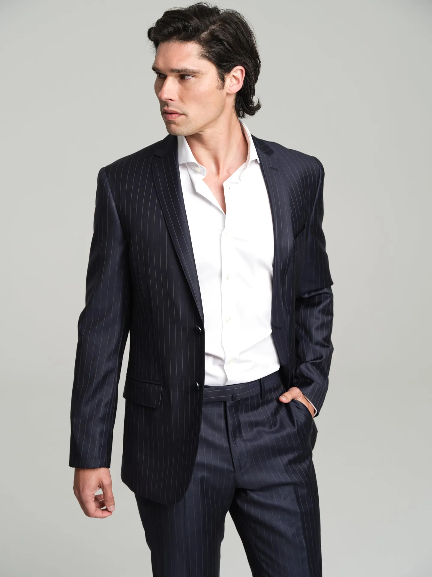 Tailored fit pinstripes suit