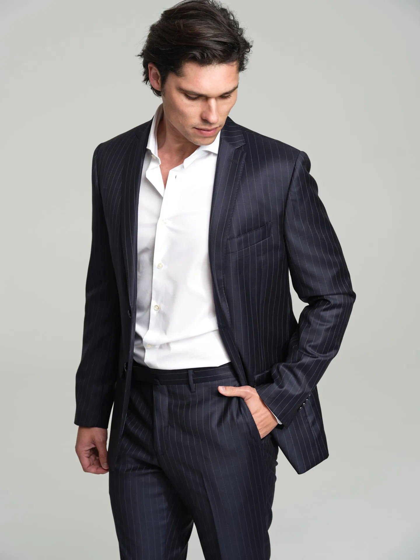 Tailored fit pinstripes suit