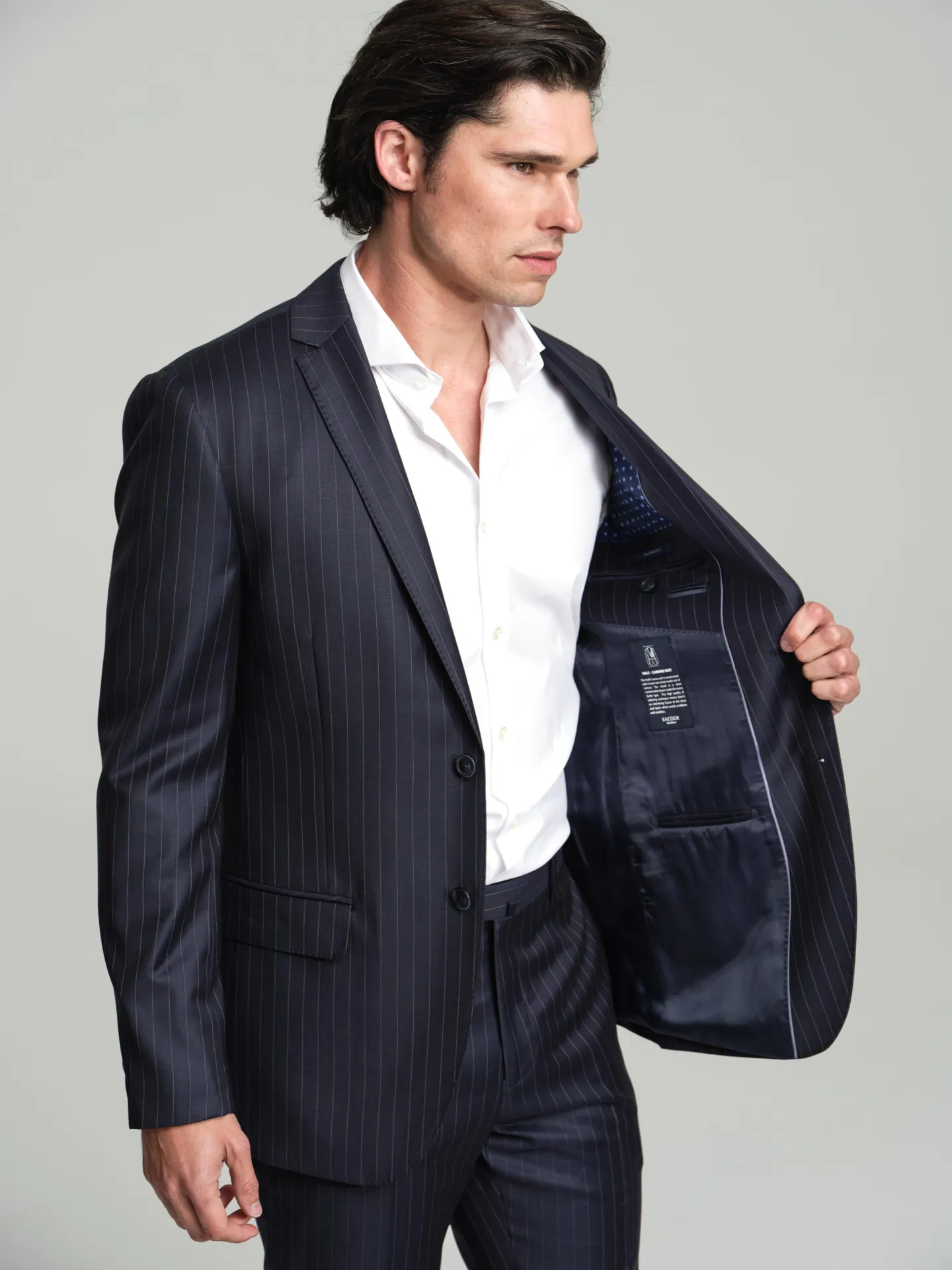 Tailored fit pinstripes suit