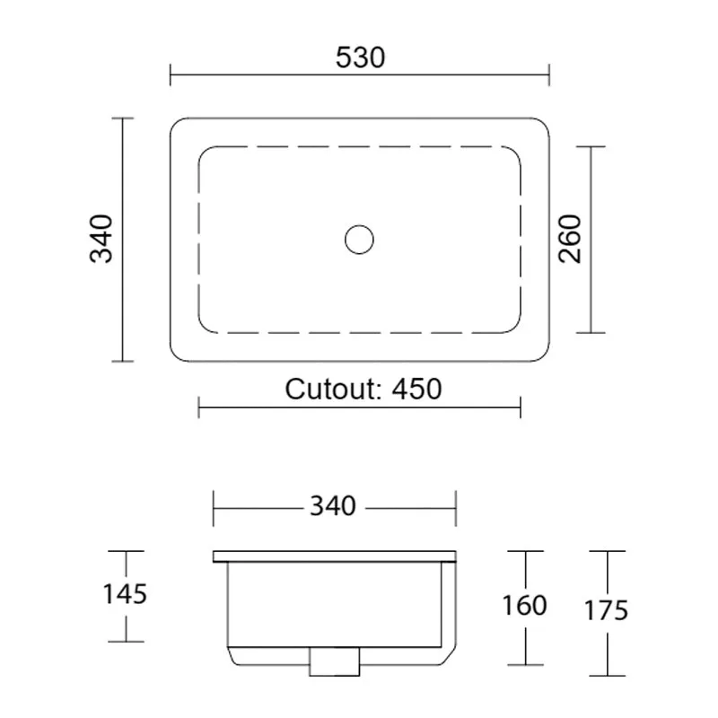 Timberline Rectangle Undermount Basin - White Gloss