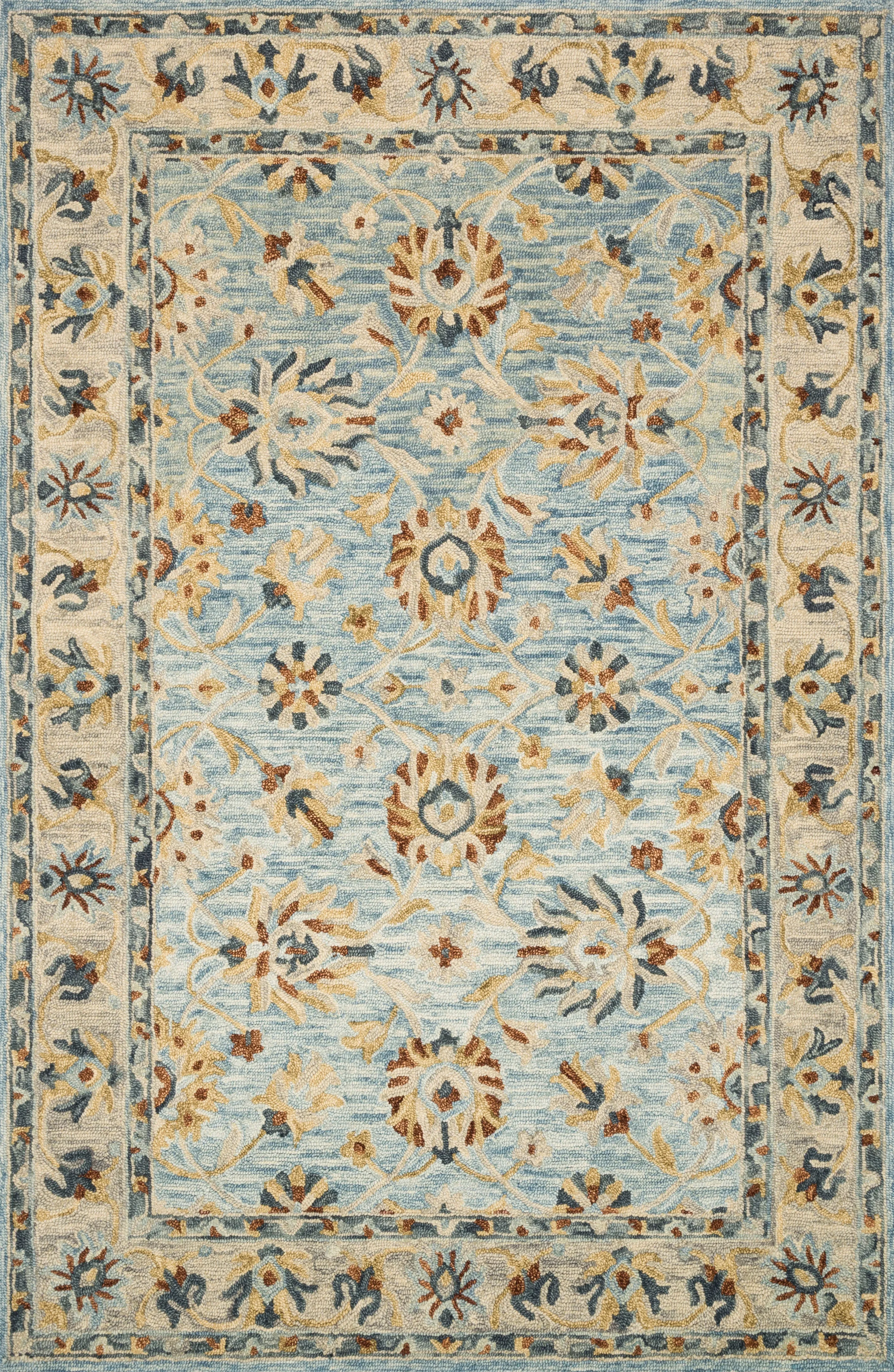 Victoria Rug in Lt. Blue & Natural