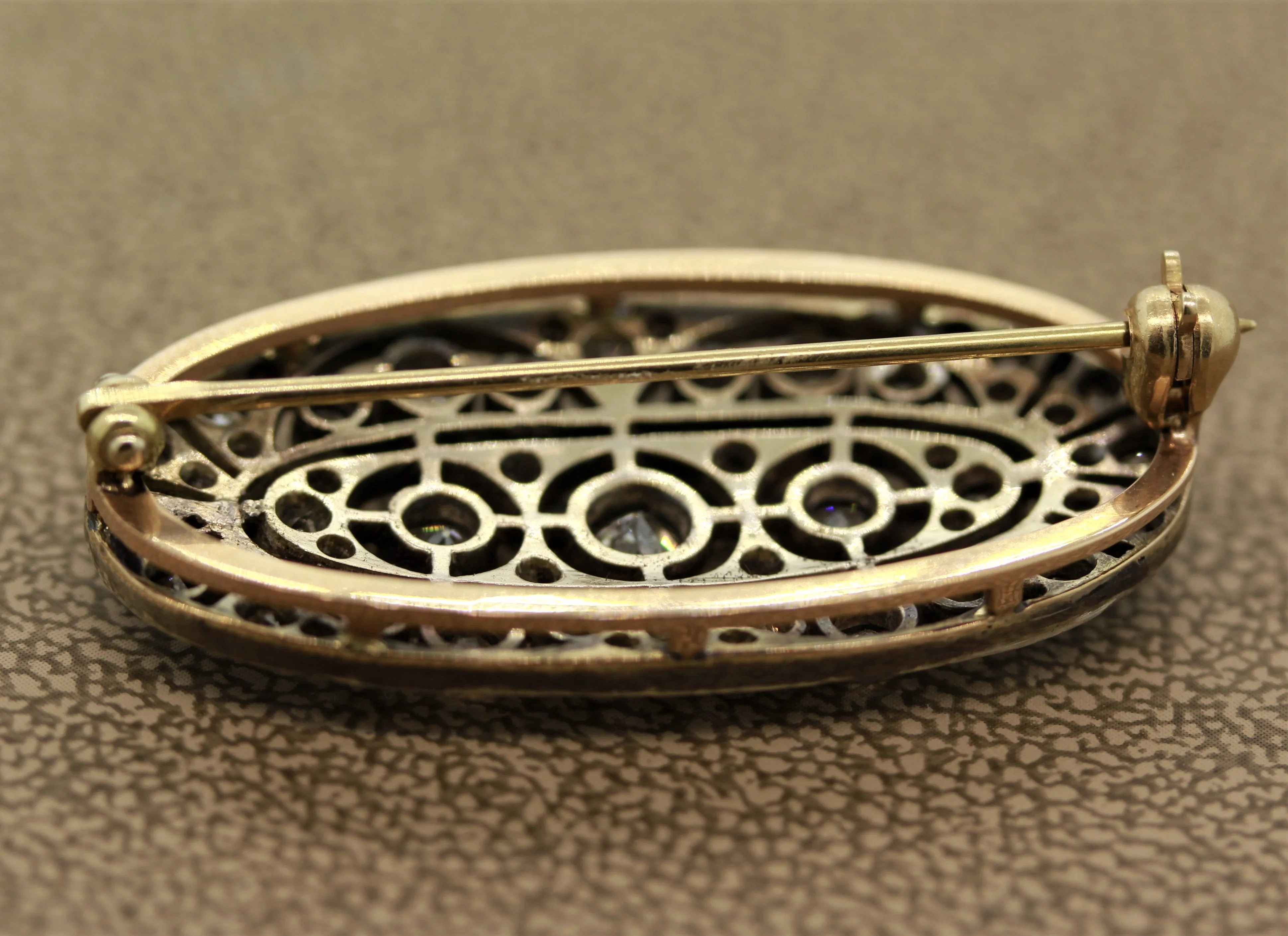 Victorian Antique Diamond Gold Brooch